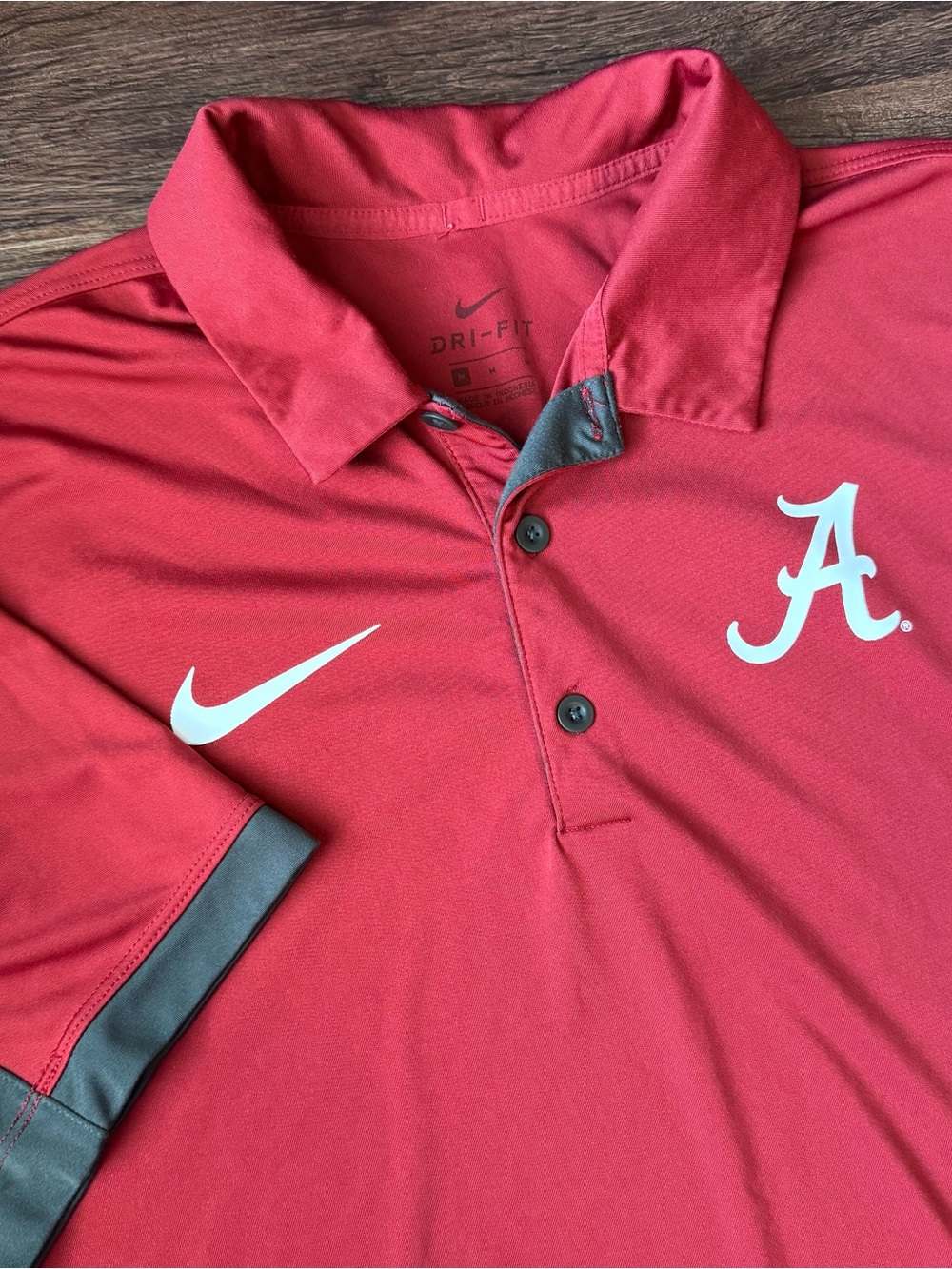 Nike Alabama Crimson Tide Polo Shirt Mens Med Dri-fit Performance Golf Logo